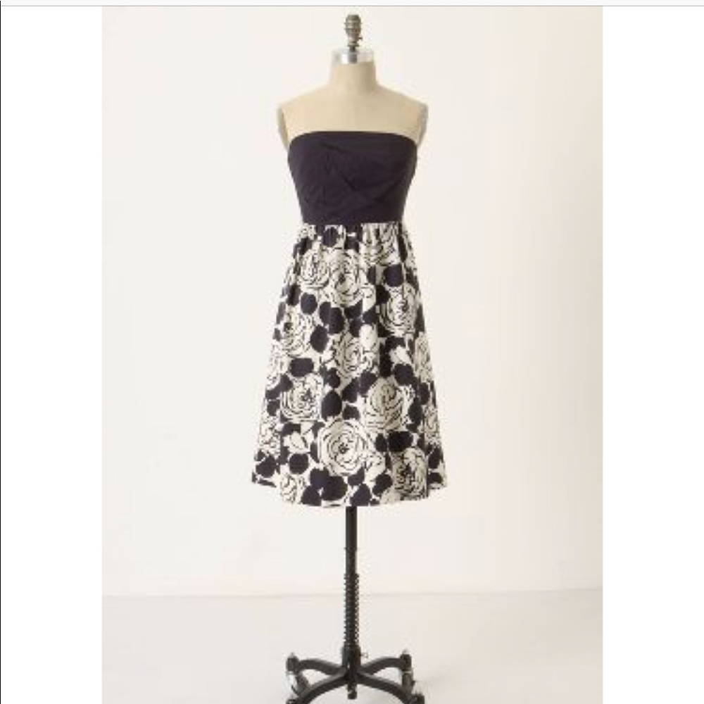 Anthropologie Deletta Strapless Camellia Dress